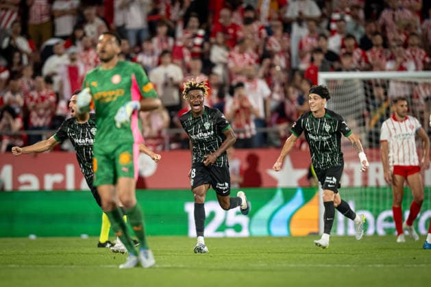 Girona FC and Elche CF in Girona, Spain - 23 May 2026 Player of Elche CF celebrates during a La Liga EA Sports match between Girona FC and Elche CF at Estadi Municipal de Montilivi. Final Score: Girona FC 1 - Elche CF 1. Spain Copyright: xFelipexMondinox xSOPAxImagesx SP0799-2495