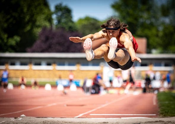 B S Kurpfalz Gala Weinheim, 23 05 2026 Julian Holuschek GER Eintracht Frankfurt e V in the mens long jump B S Kurpfalz Gala on 23 05 2026 at the Sepp Herberger Stadium in Weinheim Baden Württemberg Copyright: xBEAUTIFULxSPORTS R.xSchmittx