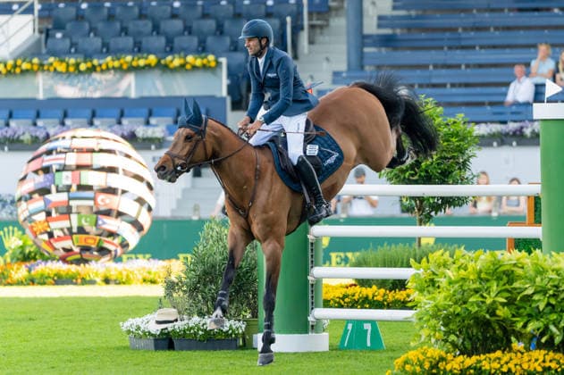 266 Christian Kukuk on Esi Romeo (GER) during the TSCHIO 2026 (CHIO 2026) - 2nd Competition Youngster-Tour - CSIYH1* - Jumping competition for young horses at the Allianz Park in Aachen, Germany Copyright: xMartinxPitschx xSPPx Sportspressphoto_153259
