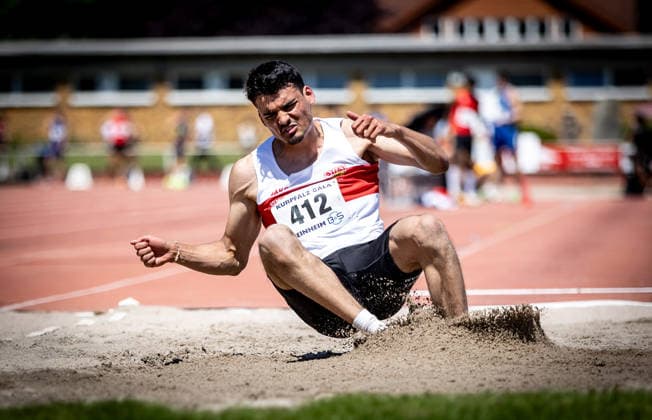 B S Kurpfalz Gala Weinheim, 23 05 2026 Samuel Vallipuram GER VfB Stuttgart 1893 in the mens long jump B S Kurpfalz Gala on 23 05 2026 at the Sepp Herberger Stadium in Weinheim Baden Württemberg Copyright: xBEAUTIFULxSPORTS R.xSchmittx