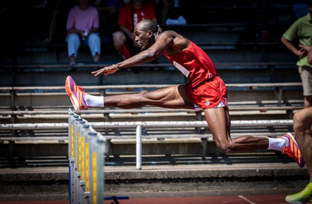 B S Kurpfalz Gala Weinheim, 23 05 2026 Roger V Iribarne CUB Cuba in the mens 110m hurdles B S Kurpfalz Gala on 23 05 2026 at the Sepp Herberger Stadium in Weinheim Baden Württemberg Copyright: xBEAUTIFULxSPORTS R.xSchmittx