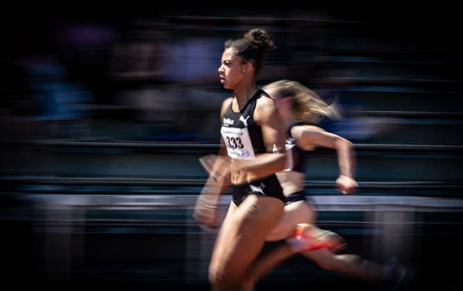 B S Kurpfalz Gala Weinheim, 23 05 2026 Impression Viola John GER LG Brillux Münster in the womens 100m race at the B S Kurpfalz Gala on 23 05 2026 at the Sepp Herberger Stadium in Weinheim Baden Württemberg Copyright: xBEAUTIFULxSPORTS R.xSchmittx