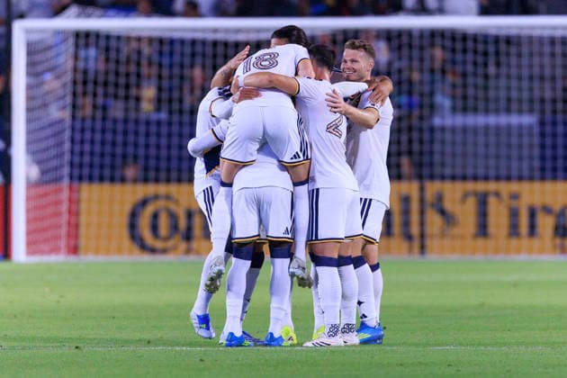 May 23, 2026, Carson, California, USA: The LA Galaxy celebrate their goal made by Joseph Paintsil 28 after VAR review during their regular season MLS, Fussball Herren, USA game against the Houston Dynamo FC on Saturday May 23, 2026 at the Dignity Health Sports Park Stadium in Carson, California. ARIANA RUIZ PI Carson USA - ZUMAp124 20260523_zaa_p124_005 Copyright: xArianaxRuizx