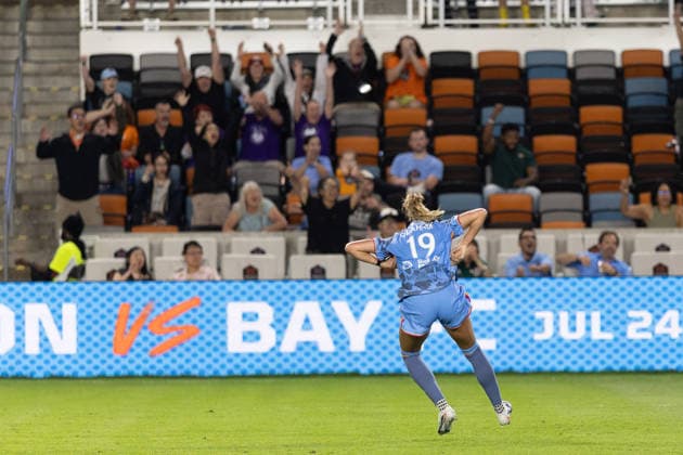 May 23, 2026, Houston, Texas, USA: Houston Dash midfielder MAGGIE GRAHAM (19) celebrates after making a goal during the second half of an NWSL match between Angel City FC and the Houston Dash on May 23, 2026, at Shell Energy Stadium in Houston, Texas. Houston USA - ZUMAg287 20260523_zsp_g287_053 Copyright: xMatthewxGuzmanx