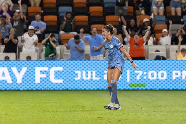 May 23, 2026, Houston, Texas, USA: Houston Dash midfielder MAGGIE GRAHAM (19) celebrates after making a goal during the second half of an NWSL match between Angel City FC and the Houston Dash on May 23, 2026, at Shell Energy Stadium in Houston, Texas. Houston USA - ZUMAg287 20260523_zsp_g287_033 Copyright: xMatthewxGuzmanx