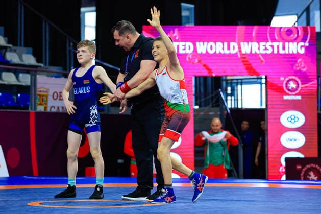 U15 Wrestling European Championships 38kg FS David Plamenov Petrov BUL df Arseni Hubanau BLR Copyright: xKostadinxAndonov xUnitedxWorldxWrestlingx Kostadin Andonov United World Wrestling
