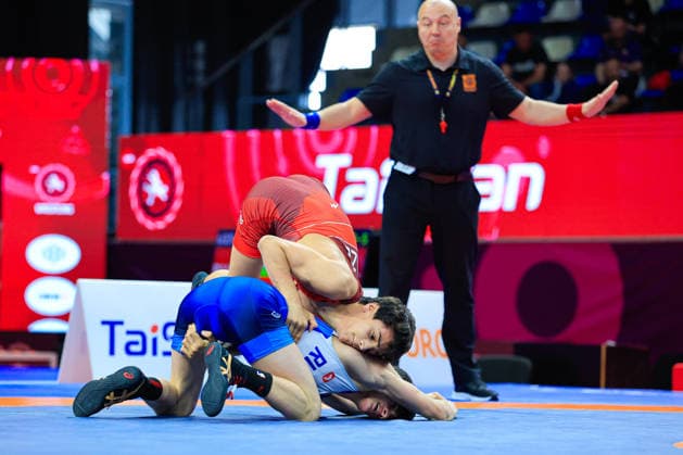 U15 Wrestling European Championships 52kg FS Badruddin Magomedov RUS df Adam Guliyev AZE Copyright: xKostadinxAndonov xUnitedxWorldxWrestlingx Kostadin Andonov United World Wrestling
