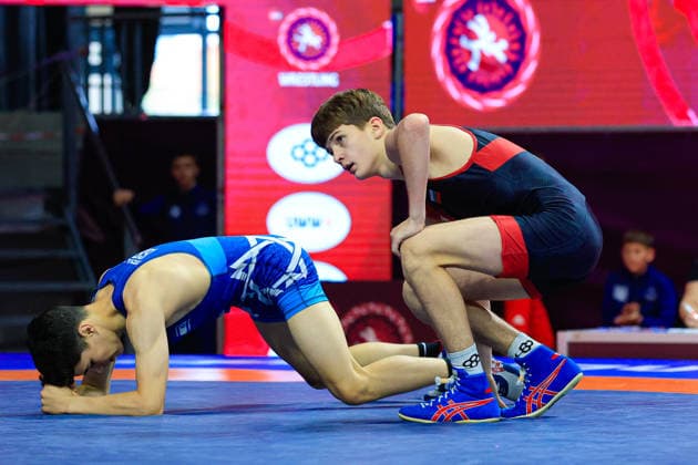 U15 Wrestling European Championships 52kg FS Petro Ivanovich Karlangach BUL df Ron Brilmann ISR Copyright: xKostadinxAndonov xUnitedxWorldxWrestlingx Kostadin Andonov United World Wrestling