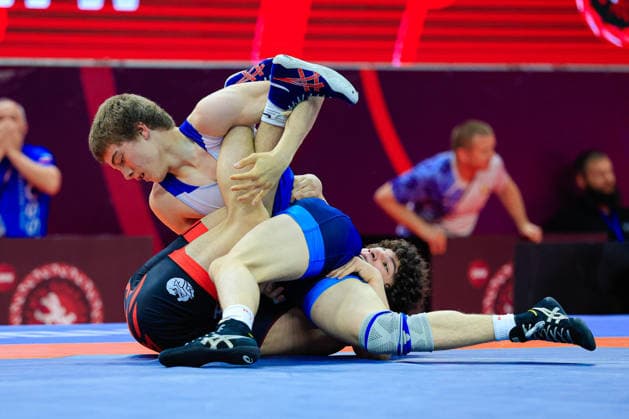 U15 Wrestling European Championships 57kg FS Adam Miziev RUS df Giorgi Grigalashvili GEO Copyright: xKostadinxAndonov xUnitedxWorldxWrestlingx Kostadin Andonov United World Wrestling