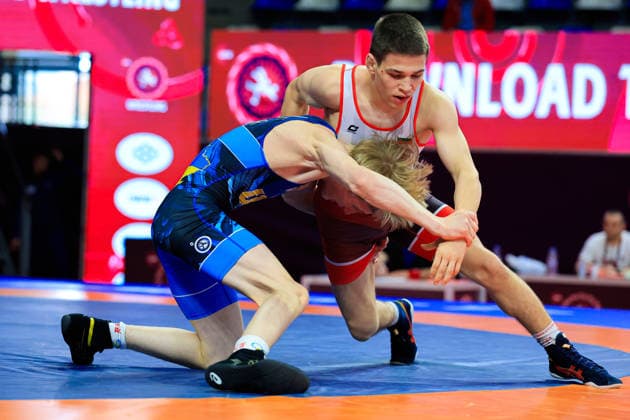 U15 Wrestling European Championships 57kg FS Yurii Symak UKR df Emre Erkanov Myumyunov BUL Copyright: xKostadinxAndonov xUnitedxWorldxWrestlingx Kostadin Andonov United World Wrestling