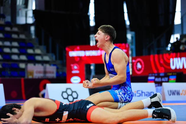 U15 Wrestling European Championships 62kg FS Charalampos Topalov GRE df Ioane Gavashelishvili GEO Copyright: xKostadinxAndonov xUnitedxWorldxWrestlingx Kostadin Andonov United World Wrestling