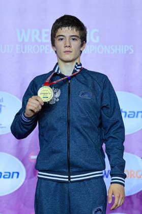 U15 Wrestling European Championships Podium 57kg FS Gold Adam Miziev RUS Copyright: xKostadinxAndonov xUnitedxWorldxWrestlingx Kostadin Andonov United World Wrestling
