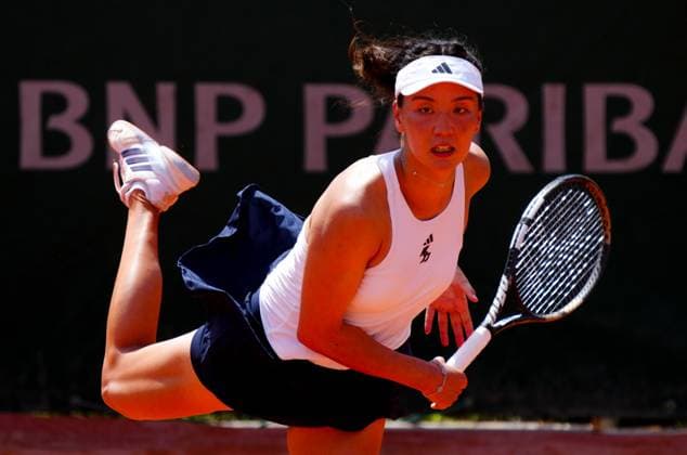 Xinyu Wang in first round action French Open Tennis, Day One, Tennis, Roland Garros, Paris, France - 24 May 2026Paris Roland Garros France EDITORIAL USE ONLY No use with unauthorised audio, video, data, fixture lists, club league logos or live services. Online in-match use limited to 120 images, no video emulation. No use in betting, games or single club league player publications. Copyright: xJavierxGarcia Shutterstockx 16889883r