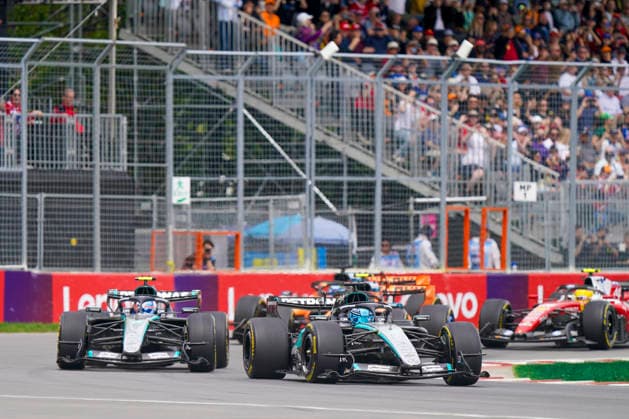 FORMULA ONE CANADIAN GRAND PRIX 2026 George Russell 63 (GBR) Mercedes and Kimi Antonelli 12 (ITA) Mercedes in the Sprint Race during the Formula 1 Lenovo Canadian Grand Prix 2026, 5th round of the 2026 Formula One World Championship, WM, Weltmeisterschaft from May 22 to 24, 2026 at the Circuit Gilles Villeneuve, Montreal, Canada Credit: Robbie Hoad Every Second Media Editorial use only. All images are copyright Every Second Media Limited. No images may be reproduced without prior permission. Copyright: xIMAGO EveryxSecondxMediax ESM-2005-0406 RobbiexHoadx xEveryxSecondxMediax
