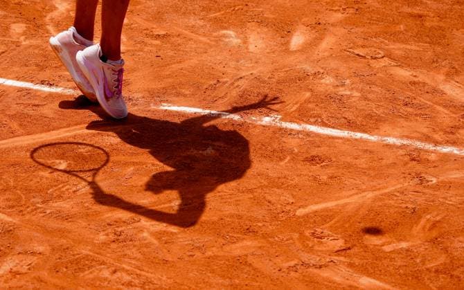 The Nike tennis shoes of Lilli Tagger as she serves French Open Tennis, Day One, Tennis, Roland Garros, Paris, France - 24 May 2026Paris Roland Garros France EDITORIAL USE ONLY No use with unauthorised audio, video, data, fixture lists, club league logos or live services. Online in-match use limited to 120 images, no video emulation. No use in betting, games or single club league player publications. Copyright: xJavierxGarcia Shutterstockx 16889883ag