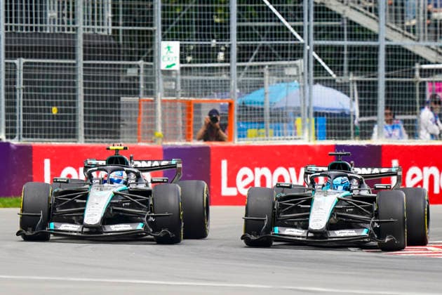 FORMULA ONE CANADIAN GRAND PRIX 2026 George Russell 63 (GBR) Mercedes and Kimi Antonelli 12 (ITA) Mercedes in the Sprint Race during the Formula 1 Lenovo Canadian Grand Prix 2026, 5th round of the 2026 Formula One World Championship, WM, Weltmeisterschaft from May 22 to 24, 2026 at the Circuit Gilles Villeneuve, Montreal, Canada Credit: Robbie Hoad Every Second Media Editorial use only. All images are copyright Every Second Media Limited. No images may be reproduced without prior permission. Copyright: xIMAGO EveryxSecondxMediax ESM-2005-0409 RobbiexHoadx xEveryxSecondxMediax