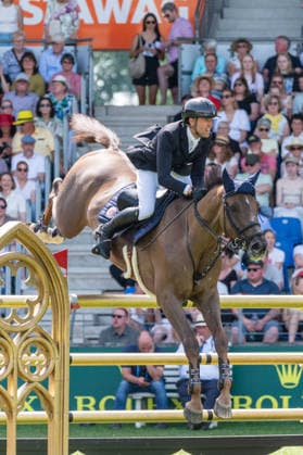 105 Simon Delestre on Golden Boy DK (FRA) during the TSCHIO 2026 (CHIO 2026) - Rolex Grand Prix, part of the Rolex Grand Slam of Show Jumping, The Grand Prix of Aachen CSI5* at the Allianz Park in Aachen, Germany Copyright: xMartinxPitschx xSPPx Sportspressphoto_153684