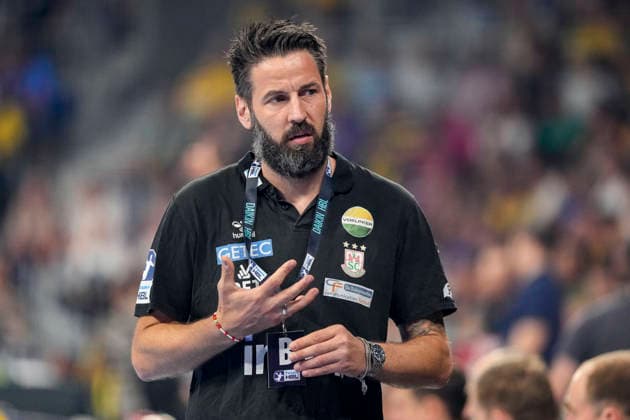 Bennet Wiegert Coach, Head Coach, SCM , single picture, single photo, action, action, 24 05 2026, Mannheim Germany , Handball, Bundesliga, Rhein Neckar Löwen SC Magdeburg xozx