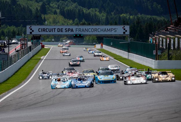 LE MANS CLASSIC SERIES 2026 - SPA-CLASSIC 70 MAGNUSSEN Jan (dnk), WARD Chris (gbr), Lola T292 1973, Proto 2 -2L, Classic Endurance Racing 2, action, start with 12 NGUYEN Stà phane (fra), Lola T282 1973, Proto 2 +2L, Classic Endurance Racing 2 and 01 GUENAT Maxime (che), Lola T286 1976, Proto 2 +2L, Classic Endurance Racing 2 during the 2026 Spa-Classic, 2nd round of the Le Mans Classic Series 2026, from May 22 to 24 in Circuit de Spa-Francorchamps, in Stavelot, Belgium - StavelotBelgium Copyright: xGREGORYxLENORMANDx
