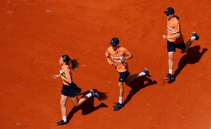 Ball kids run onto Philippe Chatrier court French Open Tennis, Day One, Tennis, Roland Garros, Paris, France - 24 May 2026Paris Roland Garros France EDITORIAL USE ONLY No use with unauthorised audio, video, data, fixture lists, club league logos or live services. Online in-match use limited to 120 images, no video emulation. No use in betting, games or single club league player publications.  Copyright: xJavierxGarcia Shutterstockx 16889883aw