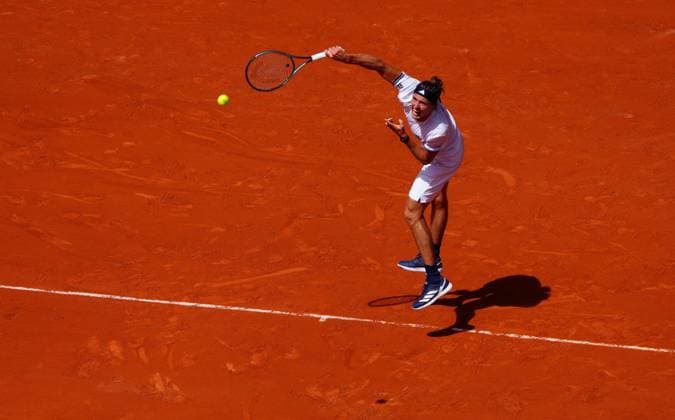 Alexander Zverev in first round action French Open Tennis, Day One, Tennis, Roland Garros, Paris, France - 24 May 2026Paris Roland Garros France EDITORIAL USE ONLY No use with unauthorised audio, video, data, fixture lists, club league logos or live services. Online in-match use limited to 120 images, no video emulation. No use in betting, games or single club league player publications.  Copyright: xJavierxGarcia Shutterstockx 16889883ba