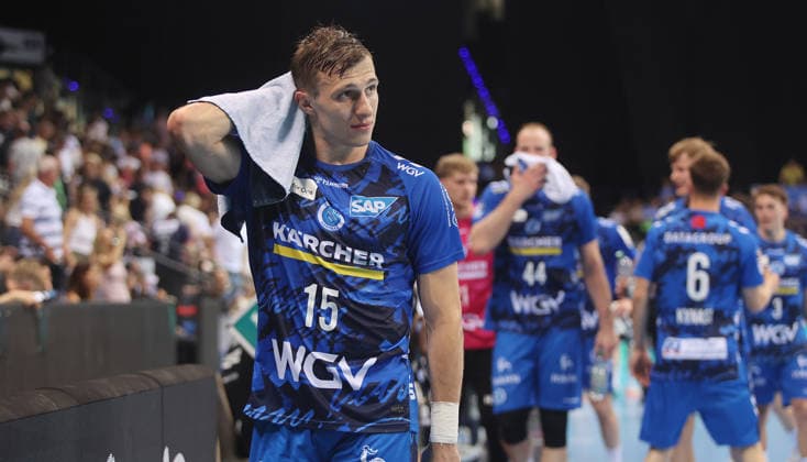 Stuttgart , Handball Daikin Bundesliga TVB Stuttgart vs SG Flensburg Handewitt , Simone Mengon TVB