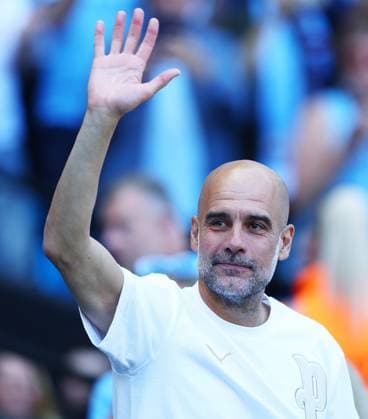 Manchester City manager Pep Guardiola waves Manchester City v Aston Villa, Premier League, Football, Etihad Stadium, Manchester, UK - 24 May 2026Manchester Etihad Stadium United Kingdom EDITORIAL USE ONLY No use with unauthorised audio, video, data, fixture lists, club league logos or live services. Online in-match use limited to 120 images, no video emulation. No use in betting, games or single club league player publications. Copyright: xMattxWest Shutterstockx 16889851k