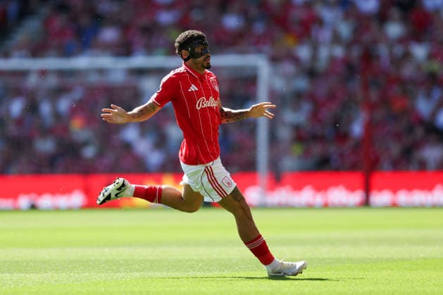 Nottingham, England, 24th May 2026. Morgan Gibbs-White of Nottingham Forest during the Nottingham Forest vs AFC Bournemouth Premier League match at the City Ground, Nottingham. Picture credit should read: Jessica Hornby Sportimage EDITORIAL USE ONLY. No use with unauthorised audio, video, data, fixture lists, club league logos or live services. Online in-match use limited to 120 images, no video emulation. No use in betting, games or single club league player publications. SPI_025_JH_NOTTINGHAM_FOREST_BOURNEMOUTH SPI-4820-0025