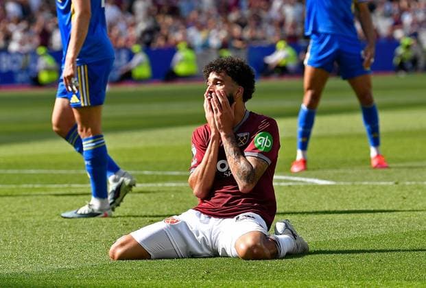 Pablo of West Ham United reacts after going close to scoring West Ham United v Leeds United, Premier League, Football, London Stadium, London, UK - 24 May 2026London London Stadium United Kingdom EDITORIAL USE ONLY No use with unauthorised audio, video, data, fixture lists, club league logos or live services. Online in-match use limited to 120 images, no video emulation. No use in betting, games or single club league player publications.  Copyright: xAlanxWalter Shutterstockx 16889881q