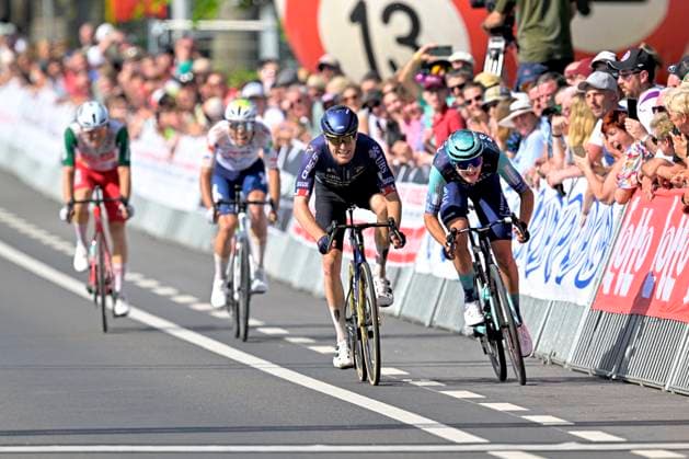 Grand Prix Criquielion 2026 Cycling Race LESSINES, BELGIUM - MAY 24 : Borgo Alessandro (ITA) of Bahrain Victorius, Wright Fred (GBR) of Pinarello Q36.5 Pro Cycling Team in the final sprint during the 58th edition of Grand Prix Criquielion an UCI Class 1.1 one day cycling road race for Men Elite of km with start in Ath and finish in Lessines on May 24, 2026 in Lessines, Belgium, 24 05 2026 Lessines Belgium  Copyright: xSesx