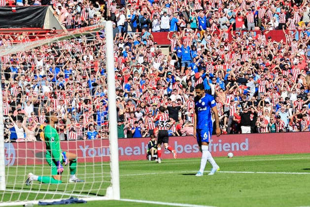 Sunderland v Chelsea Premier League Trai Hume of Sunderland celebrates scoring his teams first goal during the Premier League match at the Stadium of Light, Sunderland 24 05 2026 UK Newspapers OUT Copyright: xFredxPalmerx FIL-23471-0054