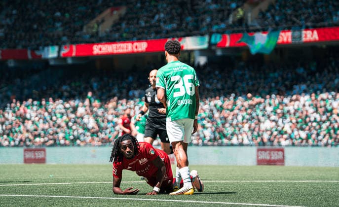 BERN, SWITZERLAND - MAI 24 : Issa Kaloga of Stade Lausanne-Ouchy and Chima Okoroji of FC St.Gallen in action during the final Switzerland Cup match between FC Stade Lausanne-Ouchy v FC St-Gallen at Stadion Wankdorf Bern on Mai 24th, 2026 in Bern, Switzerland (Photo by Lara Tissières Press Photo) Copyright: xLaraxTissièresx xSPPx Sportspressphoto_153937
