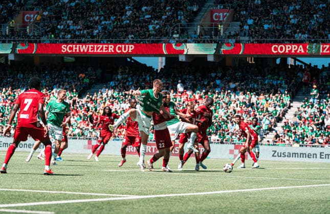 BERN, SWITZERLAND - MAI 24 : Lukas Görtler of FC St.Gallen and Bastien Conus of Stade Lausanne-Ouchy in action during the final Switzerland Cup match between FC Stade Lausanne-Ouchy v FC St-Gallen at Stadion Wankdorf Bern on Mai 24th, 2026 in Bern, Switzerland (Photo by Lara Tissières Press Photo) Copyright: xLaraxTissièresx xSPPx Sportspressphoto_153945