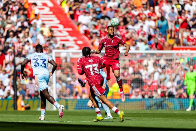 Football - FA Premier League - Liverpool FC v Brentford FC LIVERPOOL, ENGLAND - Sunday, May 24, 2026: Liverpool s Cody Gakpo challenges for a header during the FA Premier League match between Liverpool FC and Brentford FC at Anfield. (Photo by David Rawcliffe Propaganda) LIVERPOOL Anfield MERSEYSIDE ENGLAND  Copyright: xDavidxRawcliffex P2026-05-24-Liverpool_Brentford-12