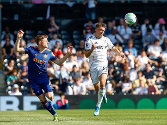 Timothy Castagne of Fulham gets away from Harvey Barnes of Newcastle United Fulham v Newcastle United, Premier League, Football, Craven Cottage, London, UK - 24 May 2026London Craven Cottage United Kingdom EDITORIAL USE ONLY No use with unauthorised audio, video, data, fixture lists, club league logos or live services. Online in-match use limited to 120 images, no video emulation. No use in betting, games or single club league player publications.  Copyright: xMattxImpey Shutterstockx 16889842dd