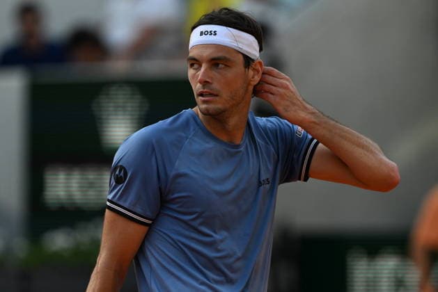 French Open (Roland Garros) - Day 1 PARIS, FRANCE - MAY 24: Taylor Fritz of US in action against Nishesh Basavareddy (not seen) of US during a first-round men s singles match on the first day of the French Open (Roland Garros) in Paris, France on May 24, 2026. Burak Akbulut Anadolu Paris France. Editorial use only. Please get in touch for any other usage.  Copyright: x2026xAnadoluxBurakxAkbulutx