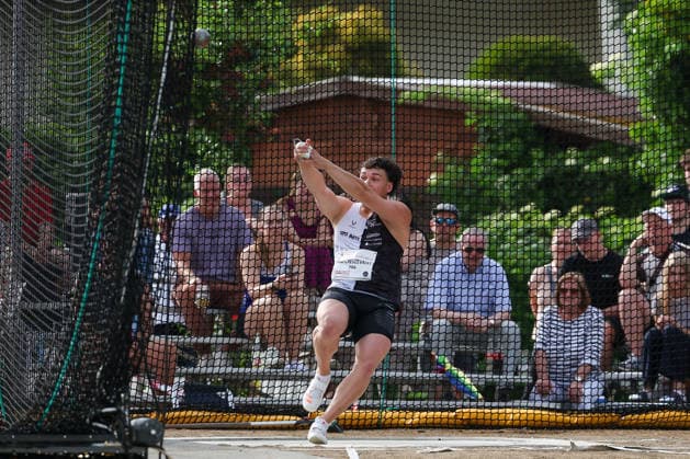 Fränkisch Crumbach on May 24, 2026 Hammer Throw Meeting in Fränkisch Crumbach , HAM, Men A, age group from 2003 v l , CREUZEVAULT, Paul FRA France in action, in action, Copyright: JoaquimxFerreira