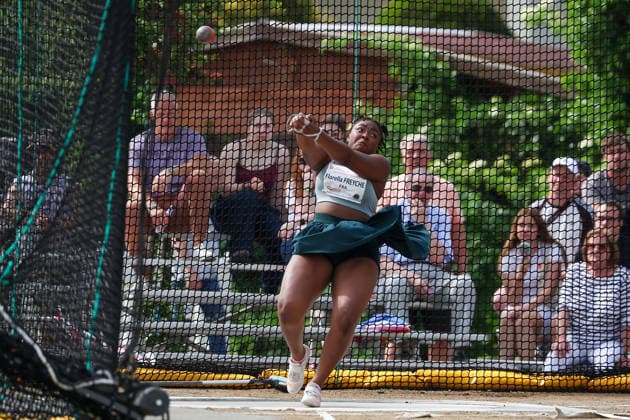 Fränkisch Crumbach on May 24, 2026 Hammer Throw Meeting in Fränkisch Crumbach , HAM Women, women A , age group from 2003 v l , FREYCHE, Florella FRA France in aktion, in action, Copyright: JoaquimxFerreira