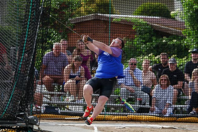 Fränkisch Crumbach on May 24, 2026 Hammer Throw Meeting in Fränkisch Crumbach , HAM, Men A, age group from 2003 v l , BENNETT, Chris GBR Great Britain in action, in action, Copyright: JoaquimxFerreira
