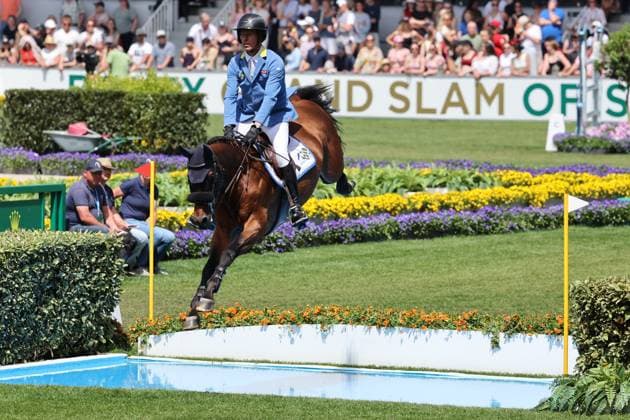 Christian Ahlmann GER with horse Untouched LB at the moat, Rolex Grand Slam of Show Jumping, show jumping competition with two rounds and jump-off, World Equestrian Festival, TSCHIO Aachen 2026, TSCHIO instead of CHIO 2026, Aachener Soers, 22 to 24 May 2026, equestrian sport, 24 May 2026, Aachener Soers Germany