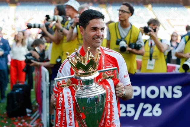 Premier League 2025 26 Crystal Palace v Arsenal Selhurst Park Stadium 24.05.2026 Arsenal manager Mikel Arteta celebrates winning the Premier League at the end of the match Premier League 2025 26 Crystal Palace v Arsenal Selhurst Park Stadium 24.05.2026 Photograph By Marc Aspland The Times  Copyright: xMarcxAsplandx NINTCHDBPICT001083637734