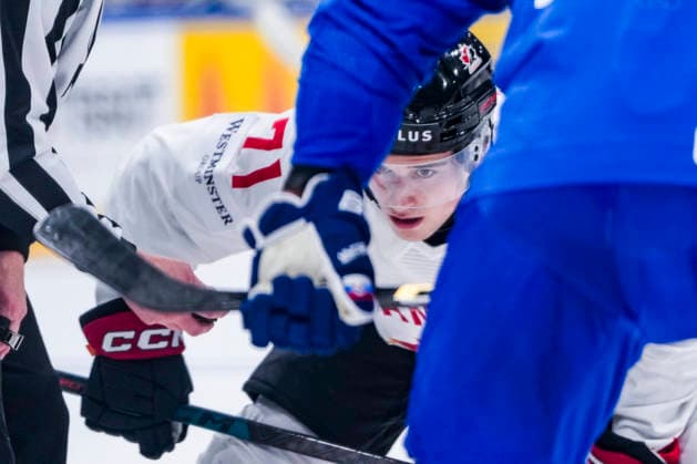 FRIBOURG, SWITZERLAND MAY 24 Macklin Celebrini of Canada at the face off during the 2026 IIHF Ice Hockey World Championship Switzerland game between Slovakia and Canada at BCF Arena on May 24, 2026 in Fribourg, Fribourg Fribourg BCF Arena Fribourg Switzerland Copyright: xJustPictures.ch JarixPestelaccix jp-en-EuSpIm-JP6_JAR_Slovakia_Canada_24May2026_00073