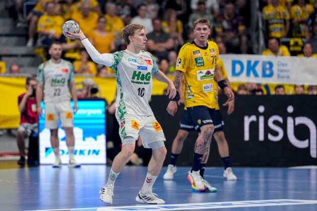 Gisli Thorgeir Kristjansson SCM, 10 , on the ball, action, action, game scene, 24 05 2026, Mannheim Germany , Handball, Bundesliga, Rhein Neckar Löwen SC Magdeburg xozx