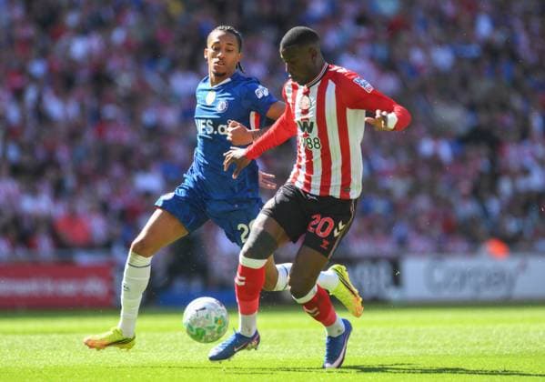 Nordi Mukiele for Sunderland (right) in action Sunderland v Chelsea, Premier League, Football, Stadium of Light, Sunderland, UK - 24 May 2026Sunderland Stadium of Light United Kingdom EDITORIAL USE ONLY No use with unauthorised audio, video, data, fixture lists, club league logos or live services. Online in-match use limited to 120 images, no video emulation. No use in betting, games or single club league player publications. Copyright: xRichardxLee Shutterstockx 16889858ba