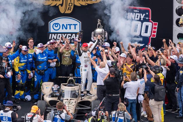 May 24, 2026, Speedway, Indiana, USA: IndyCar, Indy Car, IRL, USA SERIES driver, FELIX ROSENQVIST (60) (SWE) of Varnamo, Sweden, wins the Indianapolis 500 at Indianapolis Motor Speedway in SPEEDWAY, Indiana. INDYCAR SERIES: May 24, 2026: Indianapolis 500: Felix Rosenqvist  - ZUMAa161 20260524_aaa_a161_009 Copyright: xWalterxArce GMGx