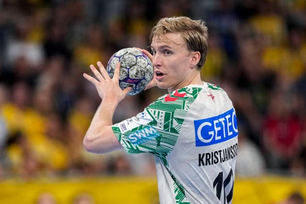 Gisli Thorgeir Kristjansson SCM, 10 , on the ball, single image, single photo, action, action, 24 05 2026, Mannheim Germany , Handball, Bundesliga, Rhein Neckar Löwen SC Magdeburg xozx