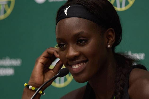 May 24, 2026, Seattle, Washington, USA: Seattle Storm center AWA FAM (11) speaks in the post-game press conference, PK, Pressekonferenz of the WNBA, Basketball Damen, USA match between the Seattle Storm and Washington Mystics at Climate Pledge Arena in Seattle. Seattle USA - ZUMAd218 20260524_zsp_d218_028 Copyright: xRichardxDizonx