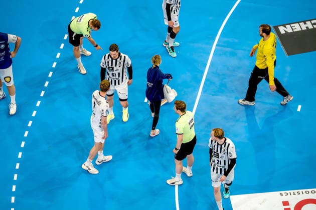 24 05 2026, xkkux, Handball, 1 HBL, Bergischer HC THW Kiel, PSD BANK Dome Düsseldorf Wischpause am Kreis Nordrhein Westfalen Germany