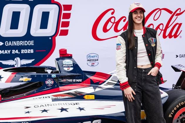 May 24, 2026, Speedway, Indiana, USA: Indiana Fever basketball player CAITLIN CLARK poses for a photo on the red carpet prior to the start of the 110th Indianapolis 500 at Indianapolis Motor Speedway. IndyCar, Indy Car, IRL, USA 2026: 110th Indianapolis 500 Red Carpet  - ZUMAw173 20260524_zsp_w173_081 Copyright: xLukexWelshx