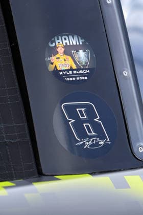 CHARLOTTE, NC - MAY 24: Special decals honoring the late Kyle Busch are displayed on the race car prior to the running of the NASCAR, Motorsport, USA Cup Series Coca-Cola 600 on May 24, 2026 at Charlotte Motor Speedway in Charlotte, NC. (Photo by Jeff Robinson Icon Sportswire) AUTO: MAY 24 NASCAR Cup Series Coca-Cola 600 EDITORIAL USE ONLY Icon2605245823600